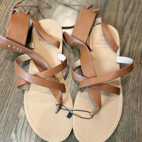 NWOT Oasis Society Blaze Lace Up Sandal in Brown Size 9 - Picture 8 of 11